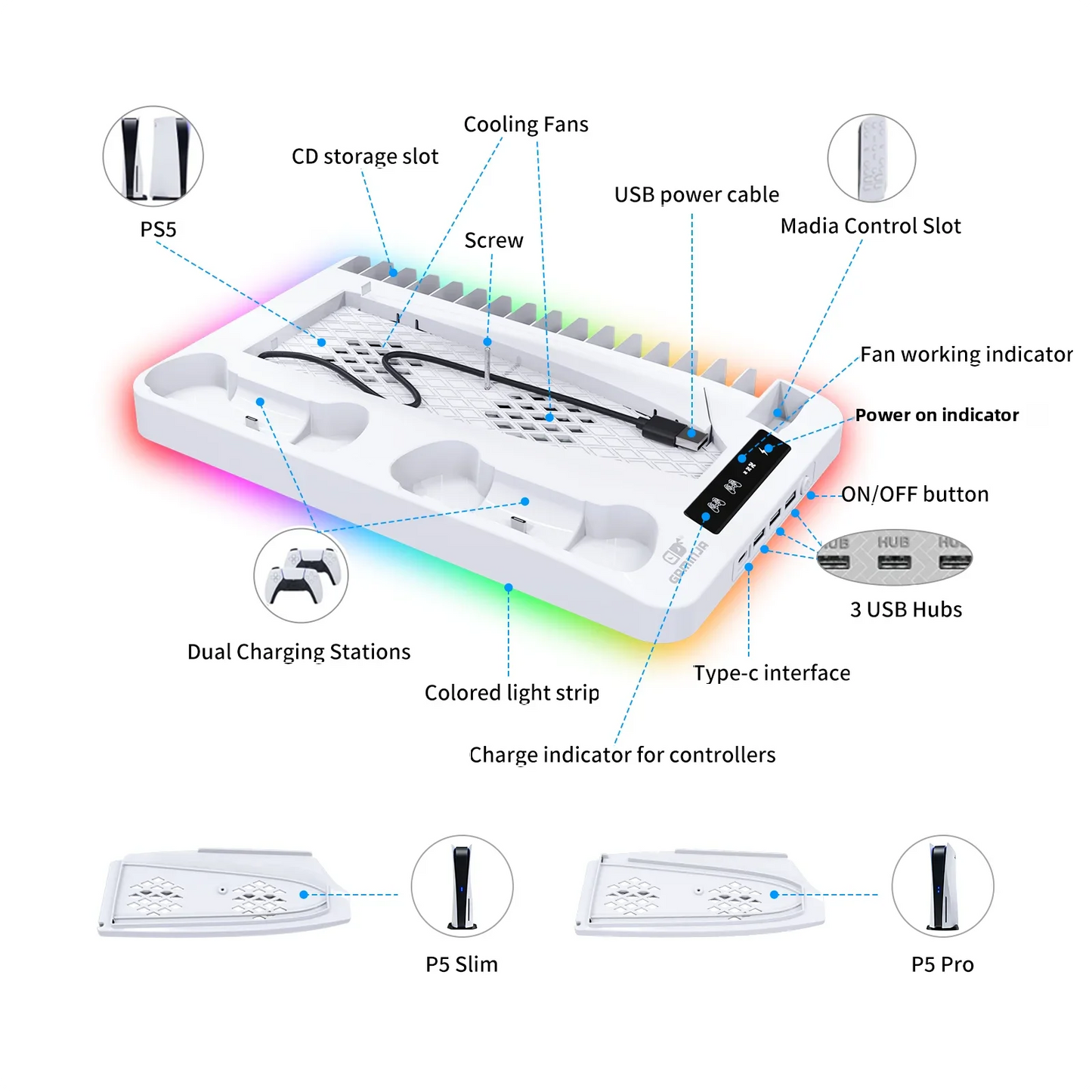 Base de refrigeracion  RGB para PS5